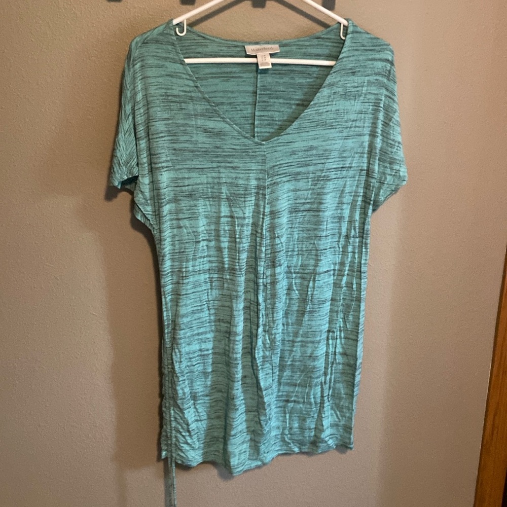 Motherhood Maternity Size M Light Green Side Ruche Tie Tee